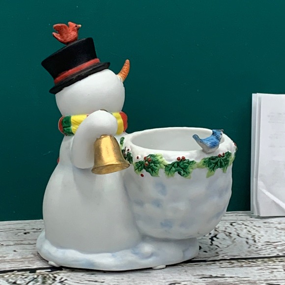 PartyLite Snowbell Votive Holder Snowman with Birds‎ Fine Porcelain 1 P7249 - Picture 5 of 9